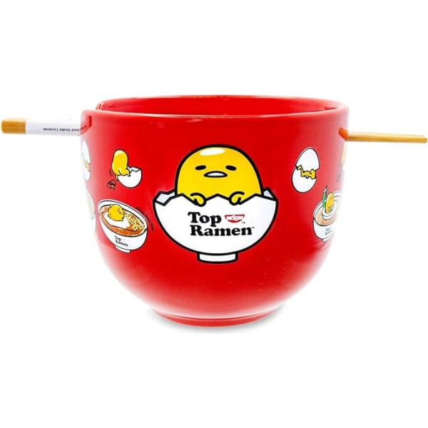 Sanrio Gudetama x Nissin Top Ramen Pasta Bowl and Chopsticks Set, 20 oz