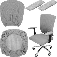 oneant Office Chair Seat Cover with Armrest Swivel Computer Chair Cover Stretchy Desk Chair Cover Removable Washable Chair Seat Protector for Office Home Grey 4 Pack