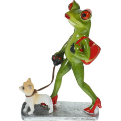 Happyyami Frosch-Figur, Kunstharz, Walking the Dog, Frosch, Statue, Garten, Frosch, Skulptur, Tier, Schreibtisch, Ornament für Zuhause, Büro, Dekoration