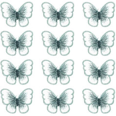 PATIKIL Butterfly Lace Applique, Pack of 12, Butterfly Patch, Lace Fabric, Butterfly Applique, Embroidery, Trim for Dresses, Crafts, L, Dark Green