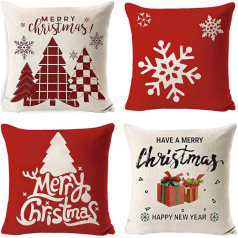 YILANJIN 4 Pack Christmas Cushion Covers, Christmas Pillow Covers, Decorative Christmas Pillow Covers, Christmas Pillow Covers for Living Room, Sofa (45 x 45 cm)