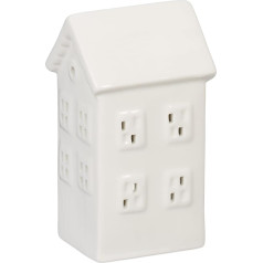 Relaxdays Ceramic Tea Light House, Light House for 1 Tea Light, H x W x D: 12 x 6 x 5.5 cm, Tea Light Holder House, White