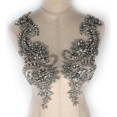 Glitter Rhinestone Appliques Gold Silver AB Color DIY Sewing Wedding Dress