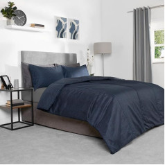 OHS Coverless Duvet Single Bedding Set with Pillowcase, Summer Duvet Camping Quilt Single Coverless Duvet Blue Navy Quilted Bedding Microfiber, 10.5 Tog Soft Touch