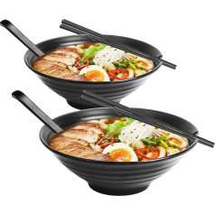 Ramen Bowl, 2 Pieces 9 Inch Ramen Bowl with Spoon and Chopsticks, Non-Slip Japanese Bowl, Japanese Soup Bowl for Salads, Pho, Soup Bowls, Sushi