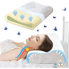 FacilCasa Memory Foam Pillow with Adjustable Height to Relieve Neck Pain, Orthopaedic Pillow with Breathable Holes, Anti-Snoring, Washable (2 x cm 72 x 42 cm)