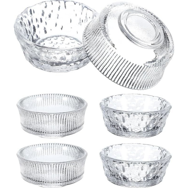 Cabilock Mini Glass Bowls Set with 6 Clear Glass Dip Bowls Dessert Bowls Set Glass Bowl for Dip Sauce for Jam, Snack, Spices, Chutney, Creams, Soy, Spices