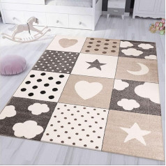 VIMODA Children's Rug with Heart Star Cloud Fluffy Beige Dimensions: 120 x 170 cm