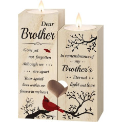 Memorial Gifts - Memorial Candle Holder for Loss of Brother, Sympathy Gifts for Loss of Brother, Wooden Memorial Candle Holder in Memory of Loss of Love
