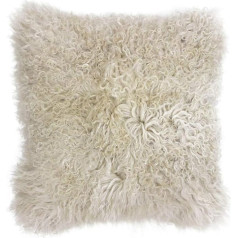 Riva Paoletti Mongolisches Kissenhülle, beige natürliches Schaffell Fabric-Luxurious Wildleder Feel reverse-100% (40,6 x 40,6 cm Zoll) – Entworfen in Großbritannien, Wolle, Hellbeige, 40 x 40 cm