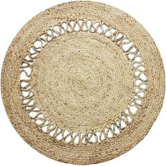 The Deco Factory Jute Rug - Funny Jute - Handmade Braided Jute Rug Living Room Bedroom Hallway Jute Rug Round Wave Pattern Decoration for Bedroom Carpet Beige