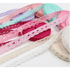 (2 Yards/Roll) 10mm Cotton Lace for Clothing, Home Textile, Embellishment, DIY Gift Ribbon, Sewing, Handmade Craft Trims, Mesh, Black