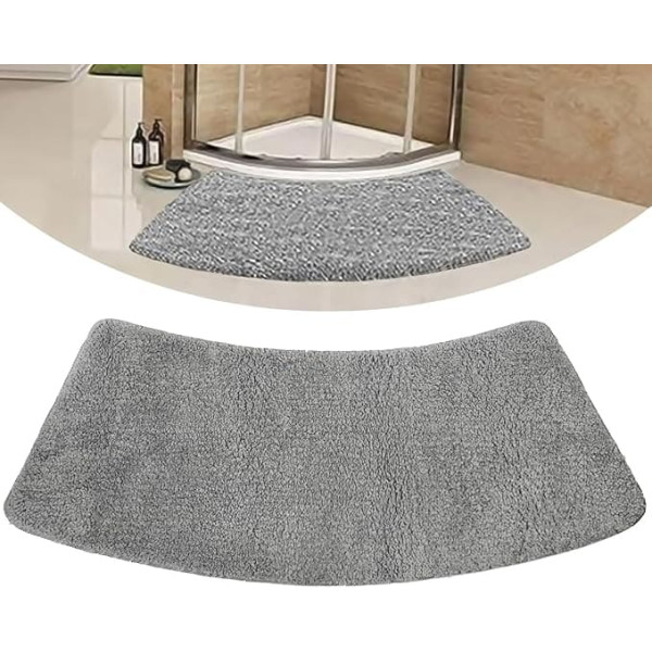 Funvalley Surperfect Quarter Circle Shower Mat Curved Bath Mats for Bathroom Microfiber Soft Corner Shower Mat Fluffy Machine Washable for Your RV Shower and Round Shower