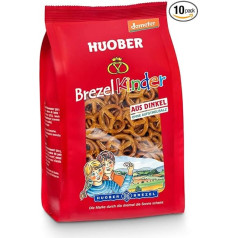 Huober Organic Pretzel Children, Small Pretzels Made from Biodynamically Grown Spelt, No Sprinkling Salt, No Palm Fat, Demeter, 125 g (Pack of 10)