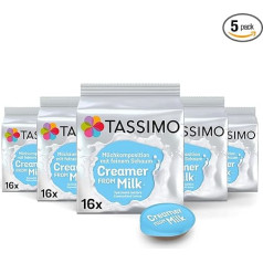 Tassimo Milk Composition Capsules, 80 Milk Capsules, Pack of 5, 5 x 16 Drinks
