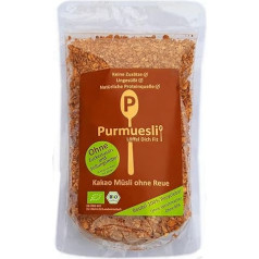 Purmuesli Organic Cocoa Cereal Without Regret, 350 g, 16% Protein, No Added Sugar, Only 0.8% Sugar, Vegan, Lactose Free, No Additives