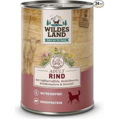 Wildes Land Wet Food for Dogs with Wild Herbs and Thistle Oil, Gluten Free, Extra Meat, Best Acceptance and Compatibility