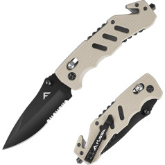 FLISSA Pocket Knife Folding Knife Folding Pocket Knife with Pocket Clip & Glass Breaker & Belt Cutter, Sharp Pocket Knife Made of Stainless Steel for Camping and Hiking