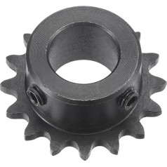 sourcing map Sprocket with 16 Teeth Type B Single Strand 1/4 Inch Pitch 15 mm Bore Black Oxide Carbon Steel C45 with 2 Adjusting Screws for ISO 04C