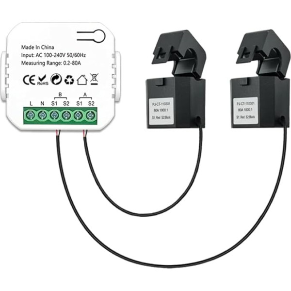 NATHA Überwachen Sie Den Erzeugten und Verbrauchten Solarstrom mit Einem Messgerät + Zangen-App AC110V 240V (2CT)