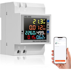 Diymore AC40-300V WiFi Smart Electric Meter, Single-Phase Electric Meter, 100A Smart Energy Meter KWh Meter, 6-in-1 AC Ammeter Voltmeter, WiFi DIN Rail Energy Meter, Digital Power Consumption Monitor