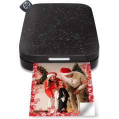 HP Sprocket 5.1 x 7.6 cm Instant Printer for Smartphones, Portable, Wireless Colour Printer, Zink Photo Paper with Adhesive Backing, Compatible with iOS & Android Devices via Bluetooth App, Black