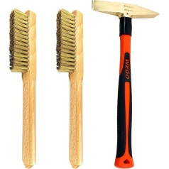 WEDO Schweißwerkzeuge zum Entfernen von Schlacken, 150 g, Messing, mit Fiberglasgriff, 2 Stück 280 mm Messingdrahtbürste mit Holzgriff, Kratzbürste, 3 Stück
