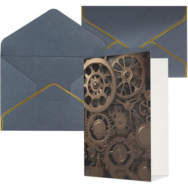 KLOPH Grußkarten mit Umschlägen, Dankeskarten, Steampunk, mechanische Zahnräder, niedliche Blanko-Notizkarten, Geburtstagskarte, Muttertagskarte, Hochzeit, Weihnachten, Halloween, alle Anlässe