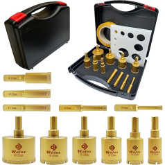Waies 13 Pcs Diamond Drill Bit Set Dry/Wet Soldering Hollow Drill Hole Saw Set 11pcs Hole Opener with Hole Saw Guide Jig Suitable for Ceramic, Glass, Tile, Plaster, Marble, Granite