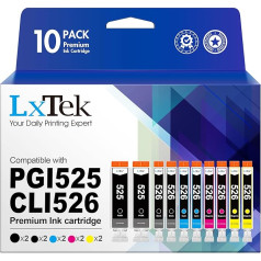 LxTek Printer Cartridges Compatible with Canon 525 526 PGI-525 CLI-526 for Canon PIXMA MG5150 MG5350 MG5250 IX6550 MX885 MX895 MX715 IP4950 IP4850 MG6150 (2 PGBK, 2 Black, 2 Cyan, 2 Magenta, 2 Yellow)
