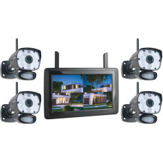 ELRO CZ60RIPS Color Night Vision 1080P HD Surveillance Camera Set with 4 Cameras, 9 Inch Screen and App