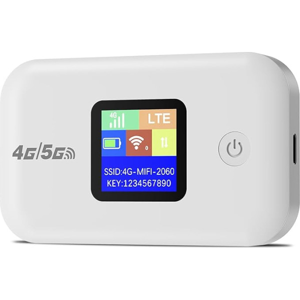 Mobile WLAN Router, 4G Mobile Wi-Fi Router, Portable, with SIM Card Slot, 150 Mbit/s, 3000 mAh Battery, with Type-C Interface, Travel WLAN Hotspot Pearl White