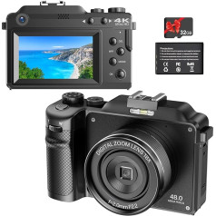 Vmotal 4K Digital Camera with SD Card / 3.0 Inch Screen / Compact Camera for YouTube Vlogging