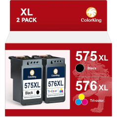 ColorKing PG-575 CL-576 XL Replacement for Canon Printer Cartridges 575 576 XL PG-575XL CL-576XL Multipack for Canon for PIXMA TS3550i TS3551i TR4750i TR4751i Ink (1 Black, 1 Colour)