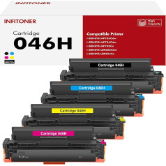 Pack of 4 Cartridges 046H 046 Compatible with Canon 046H 046 i-SENSYS MF732Cdw Toner MF734Cdw MF735Cx LBP654Cx LBP653Cdw MF732 MF734 MF735 LBP653 LBP654 046HBK (Black Cyan Cyan Yellow Yellow Magenta)