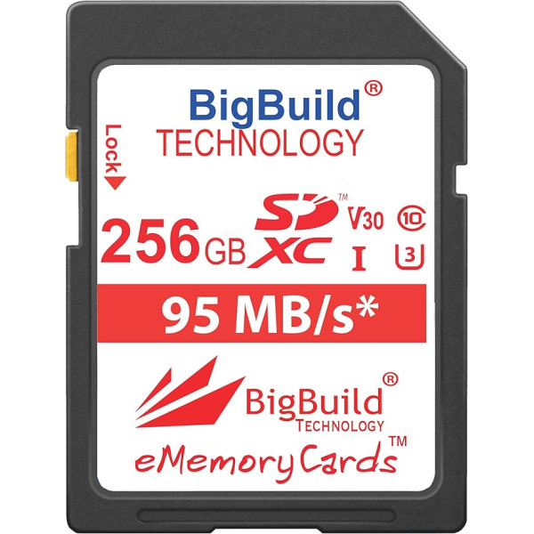 BigBuild Technology 256GB UHS-I U3 95MB/s Memory Card for Nikon D3400, D500, D5300, D5500, D5600, D610, D7200, D750, D7500, D850 Camera