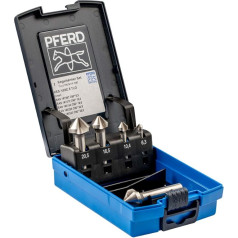 PFERD HSS-E Co5 Cone/Deburring Countersink Set, 5 Pieces, 90°, Diameter 6.3-25.0 mm, DIN 335 C, 25202156 - for Countersinking 90° Screws