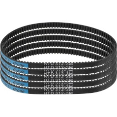 sourcing map HTD-3M 104T Rubber Timing Belt, 312mm Pitch Length x 6mm Width x 2.4mm Height Closed Loop (Pack of 5)