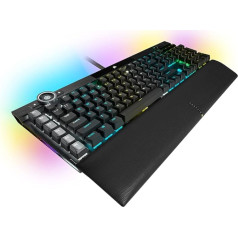 Corsair K100 RGB Opto-Mechanical Gaming Keyboard (OPX RGB Switch, RGB LED Backlight, Polycarbonate Keycap Set, Removable Magnetic Wrist Rest, Faux Leather Black)