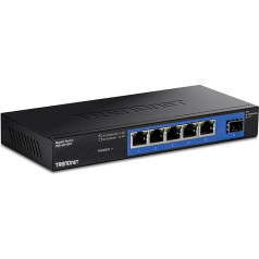 TRENDnet 4-Port Gigabit Switch with SFP Slot, 10 Gbps Switching Capacity, Fanless, Metal Housing, Magnet Mount, Lifetime Protection, TEG-S51SFP