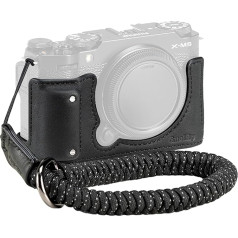 SMALLRIG X-M5 Leather Half Case Set for Fujifilm X-M5 + Leather Half Case Hand Strap Genuine Leather Material Portable Protective, black, Suitcase