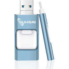 SUHSAI 4 in 1 USB Stick 512GB USB 3.0 Flash Drive High Speed Pen Drive Thumb Drive Photo Stick Speed Drive for PC Laptop iPad Android Tablet (Sky Blue)