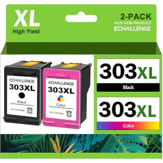 ECHALLENGE 303XL 303 Compatible with HP 303 Printer Cartridges Multipack for HP Officejet Pro 6230 Cartridges Envy Photo 7830 6230 6232 6220 6234 7134 7130 6222 6255 658 (Black, Colour)