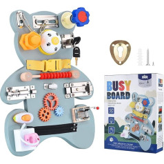 Ovshnrr Montessori Wooden Busy Board, Children's Activity Boards, Motor Skills Board, Fine Motor Skills Activity Board, Early Educational Sensory Toy, Children's Gift for Children from 1-3 Years