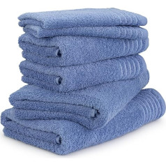 Möve New Classic 6-Piece Hand Towel Set - 2 x 30 x 50 cm + 2 x 50 x 100 cm + 2 x 67 x 140 cm, 100% Cotton, Cornflower