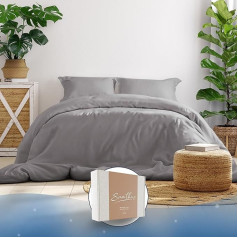 Samthus Bed Linen 155 x 220 cm Cotton Satin - Oeko-Tex Made in Green - Heavenly Soft Sleep - Bed Linen Set with 1 x Duvet Cover 155 x 220 cm + 1 x Pillowcase 80 x 80 cm - Duvet Cover - Grey