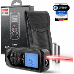 Lion Stahl Germany Laser Rangefinder from 5 cm - 50 m Indoor, Laser Champion, Includes Batteries, Automatic Calculation of Area, Volume, Triangles, Pythagoras, Black