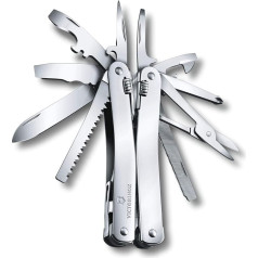 VICTORINOX Swiss Tool Spirit X, 24 Functions, Multi-Tool with Locking Blade and Combination Needle-Nose Pliers, Leather Case, Silver