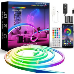 BUNACET Neon LED Strip 8 m, RGB+IC Neon LED Tube, IP65 Waterproof Neon Light Strip 768 LEDs, DIY Flexible LED Strip with Remote Control and Power Supply, Silicone Light Strip for Indoor Outdoor