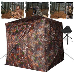 REAWOW Hunting Tent, Hunting Roller 2-3 People, Portable 270° Hunting Shelter, Pop-Up Camouflage Tent for Nature Photography and Animal Watching, One Side Transparent Hunting Blinds